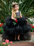 Black Tulle Ball Gown Flower Girls Dresses with Sequins LBQF0038